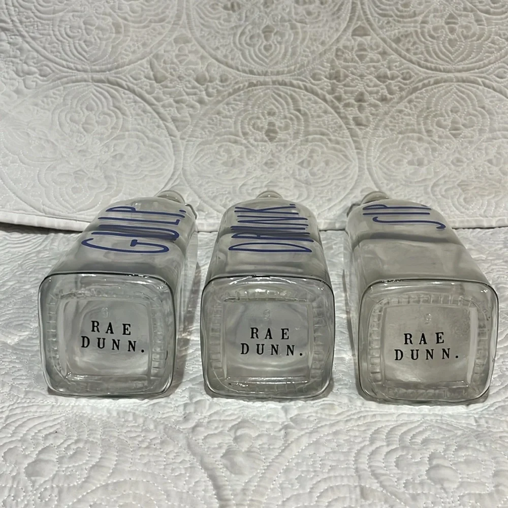 Rae Dunn GULP DRINK SIP bail & trigger bottles‎